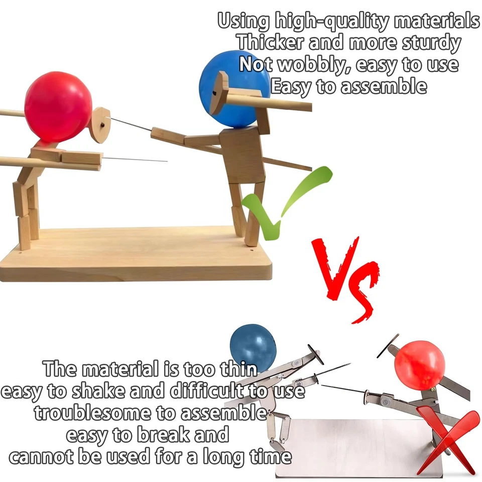 Balloon Bamboo Man Battle,2024 New Pop Wooden Fencing Puppets,Fun Wooden Bots... - Image 2 of 4