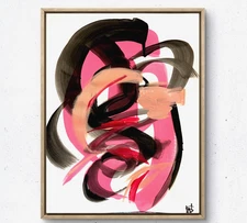 Original monochromatic 14X11 Gallery Paper acrylic abstract colorful home art