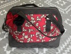 Ruby Shoo "Sydney" Satchel Bag Red Floral Cherry Blossom Faux Suede Retro Quirky