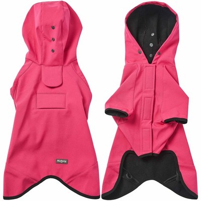 12'' Waterproof Dog Softshell Jacket, Hooded Raincoat and Windbreaker with Lea...