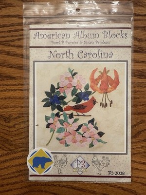 American Album Blocks North Carolina Quilt 15'' Block Applique Pattern, Cardinal