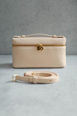 Loro Piana Extra Pocket L19 Vanity Pouch Rose Sakura Pink Calfskin