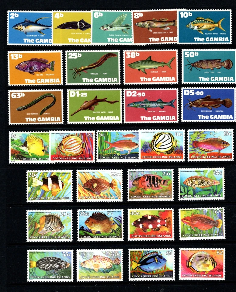 BRITISH COMMONWEALTH - 10 MNH FISH definitive sets on 5 scans ( SEE LIST) - Image 2 of 4