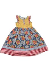 Matilda Jane Around the Globe Dress The Adventure Begins Girls Size 8 Apple G8.1
