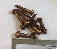 1”x 8 ANTIQUE COPPER BRONZED ROUND HEAD STEEL VINTAGE WOOD SCREWS  10no