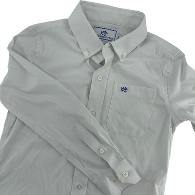 Southern Tide Kids Intercoastal White Button Down Shirt Size S 6-7