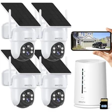ARCCTV 4CH 4MP Wireless Solar Battery Security Outdoor Camera System 2-Way Audio