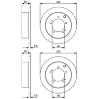 2X Bosch Bremsscheiben Ø262Mm Hinten Passend FÜR Mitsubishi Pajero