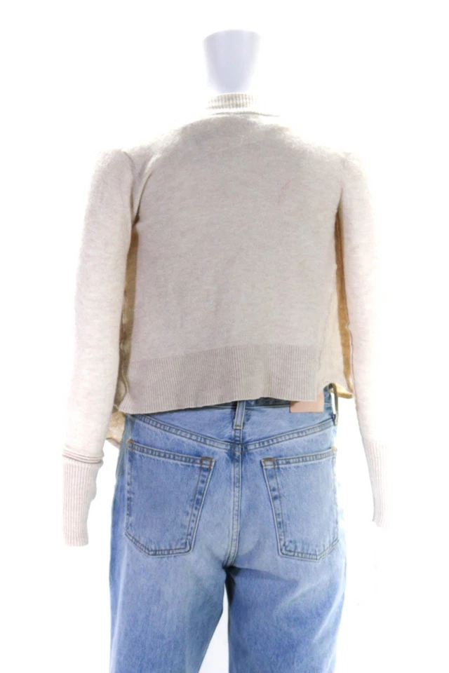 Cárdigan suéter cascada frente abierto Club Monaco para mujer beige cachemir talla XS Foto 3 de 4