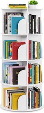 4 Tier Rotating Bookshelf Tower Spinning Bookcase Lazy Susan Revolving 360 Book