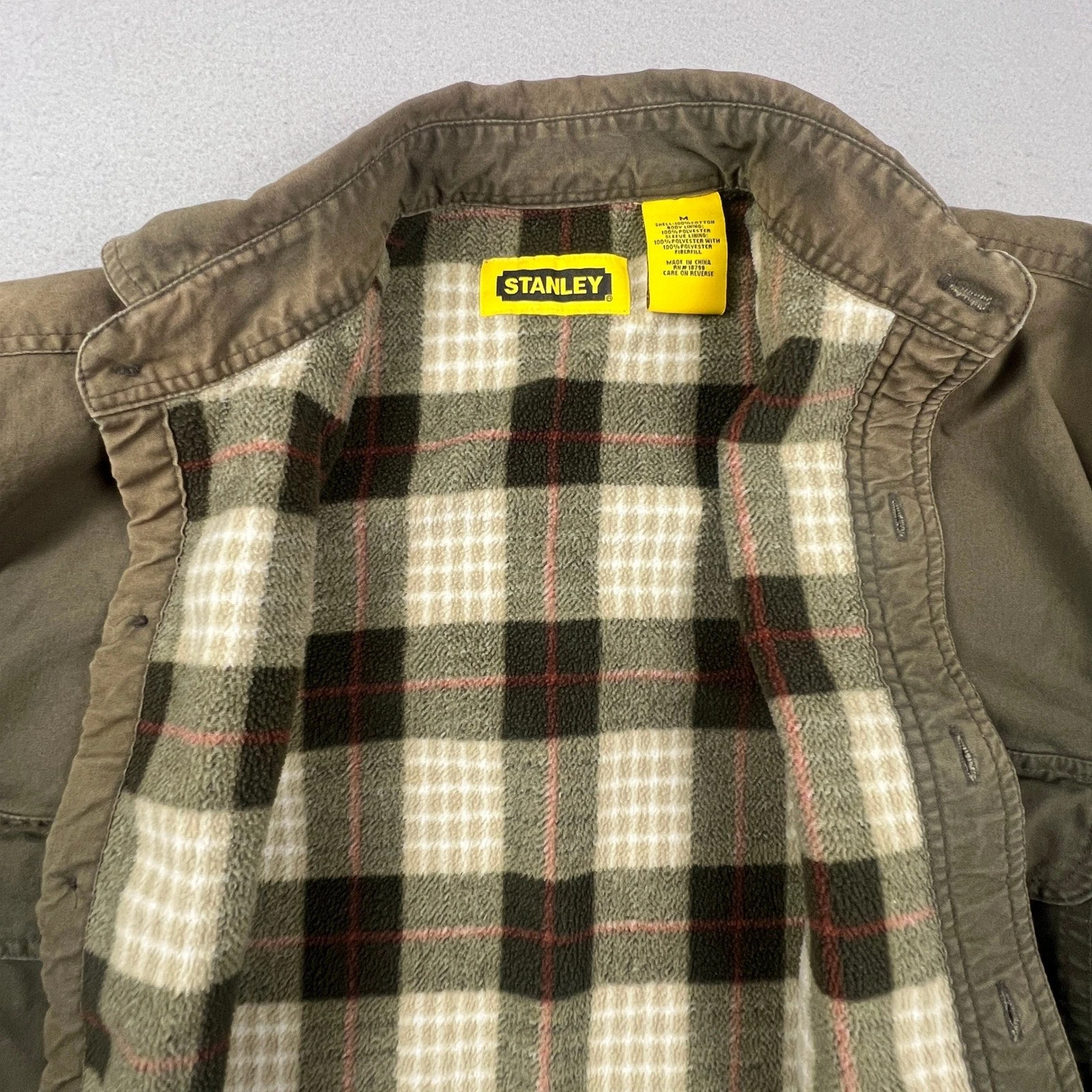 Stanley Canvas Shirt Jacket Mens M Brown Fleece Lined Insulated Workwear Shacket - product detail image 10