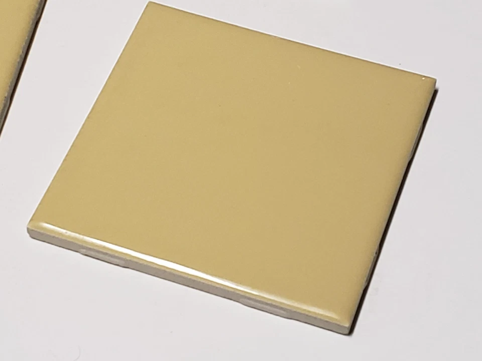 Vtg. Lot of 6 Romany Mustard Yellow Glossy Ceramic Tiles 4 1/4" Sq. NEW NOS - Image 3 of 3