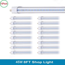 16 Pack 8FT Led Tube Light Bulbs FA8 Led Shop Light 45W T8 T12 Single Pin 5000K