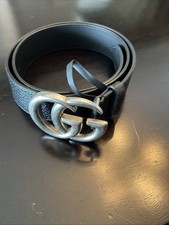 GUCCI Marmont Double GG Logo Buckle Black Leather Men Belt Made in Italy 90/36