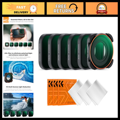 ND CPL Filter Set for GoPro Hero 13/12/11/10/9 - 6 Pack ND8 ND16 ND32 ND64 ND100