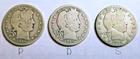 Barber Quarter Dollars!   1915-P,  1915-D,  1915-S !   (Lot Of 3)