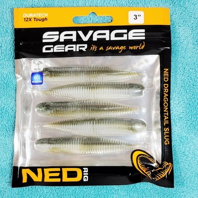 1 Pack of 5 Savage Gear Ned Rig Dragontail Slug LB Smallmouth Magic 3'' New