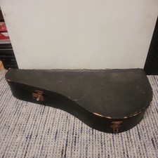 Chipboard BANJO Hard CASE 60cmx28x10 23.5" x 11" 4"vintage blk red felt older