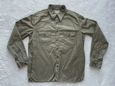 BUZZ RICKSON'S WWII USAAF BR26081 Herringbone Work Shirt 17-17.5 Japan Olive