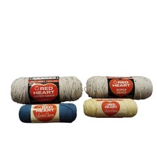Red Heart Super Saver Yarn Skeins Lot Of 4 Fleck Luster Sheen Blue Buttercup