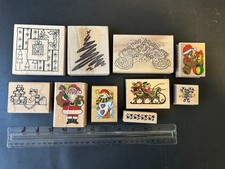 Rubber Stamp Lot of 10 Winter Mix Brands Vintage Combine Ship Stampin Up Hero 17