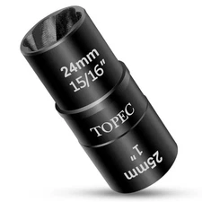 Topec 24mm x 25mm Flip Lug Nut Extractor, 1/2" Drive Lug Nut Removal Tool, 2-...