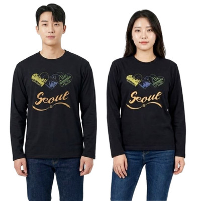 Unisex Essence of Seoul umweltfreundliche weiche dehnbare schwarze Langarm-T-...