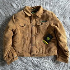 John Deere Corduroy Trucker Jacket Boys Size XS 4-5 Brown Button Up Coat