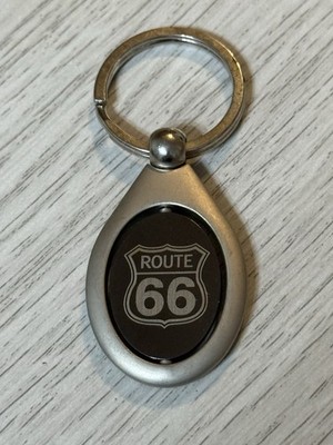 Vintage Silver Route 66 Road Spinner - Spinning Keyring Keychain