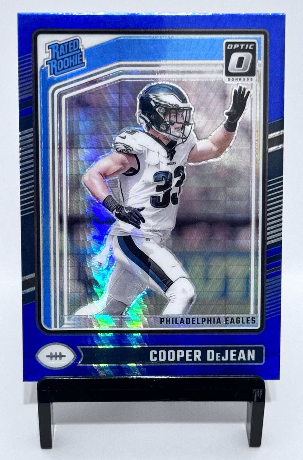 2024 Donruss Optic Cooper DeJean RC Blue Hyper Prizm Rated Rookie #221 Eagles