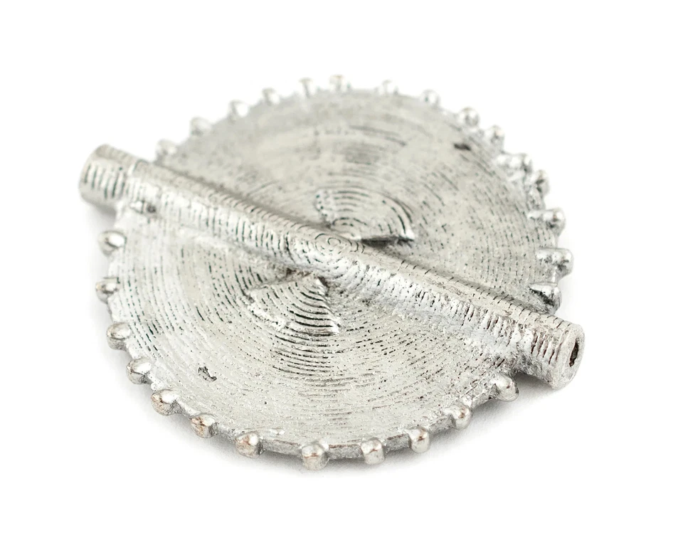 Silver Traditional Sun Baule Pendant Bead 54x46mm Ivory Coast African Flat - Image 3 of 4