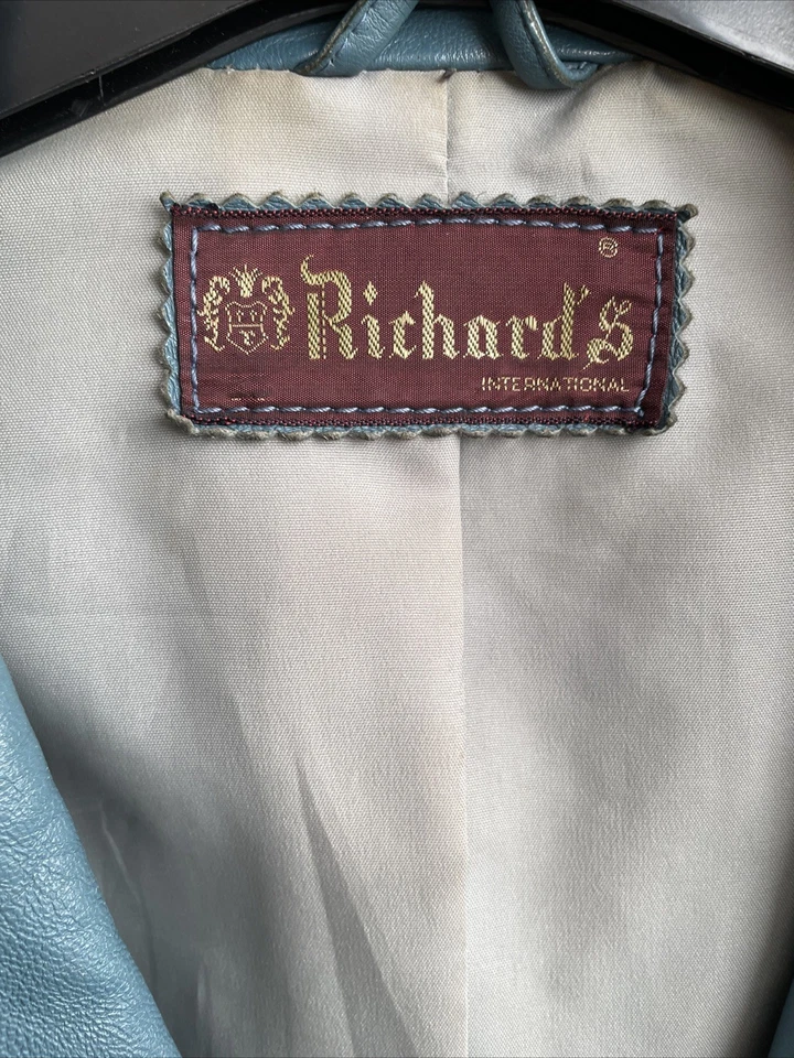 Chaqueta de cuero vintage de Richards/Duck Egg azul talla 12 Foto 3 de 4