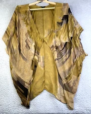 Citron Santa Monica Silk Sheer Kimono Style Top Womens Size Medium Open Front