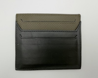BOTTEGA レザー カードケース オストリッチ Authentic Bottega Veneta Black & Olive Green Leather Card Holder