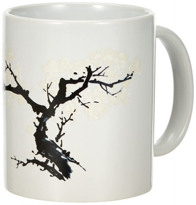KIKKERLAND Cherry Blossom Morph Mug, Porcelain, White, 1 Count (Pack of 1)