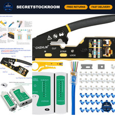 Pass-Through RJ45 Crimp Tool Kit - All-in-One Stripper, Cutter  Crimper for Cat