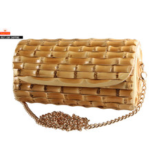 Nilerun Brand Long Adjustable Chain Unique Handmade Natural Wood Rattan Straw Ba