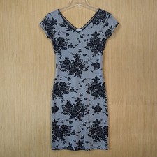 XOXO Dress Womens Small Y2K Gray Dark Floral Whimsygoth Feminine Romantic Sheath