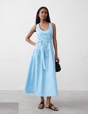Banana Republic Women's Poplin Corset Waist Midi Dress, Blue, Size 2 NEW