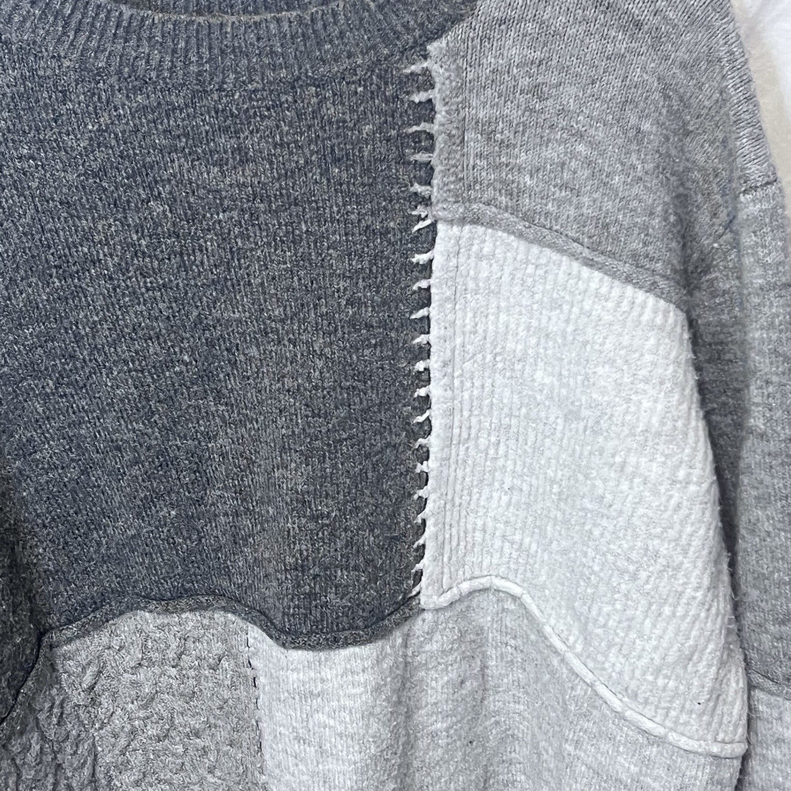 ZARA Oversized Patchwork  Pullover Sweater S  Gra… - image 2