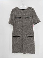 Pre-Owned LK Bennett Black Size 6 Tweed Knee Length Short Sleeve Dress