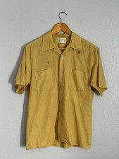 Vintage 60s TownCraft Loop Collar Poly Cotton Button Up Shirt Medium AS IS