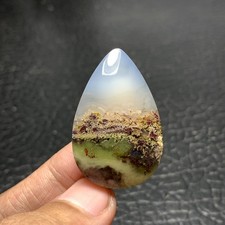 Scenic Moss Agate Cabochon 36x23.5x6.5mm High Quality 39 ct