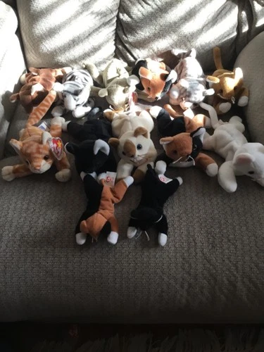 Vintage Ty Beanie Babies Cats - Lot of 13
