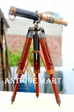 Handmade Nautical Antique Brass Telescope Double Barrel With Tripod Stand