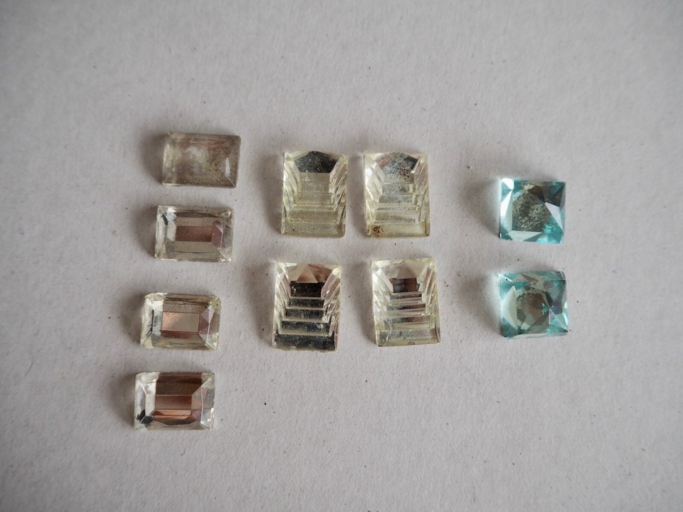 Antique Silver Mercury Glass Jewelry Supply. Vintage Mirror Glass