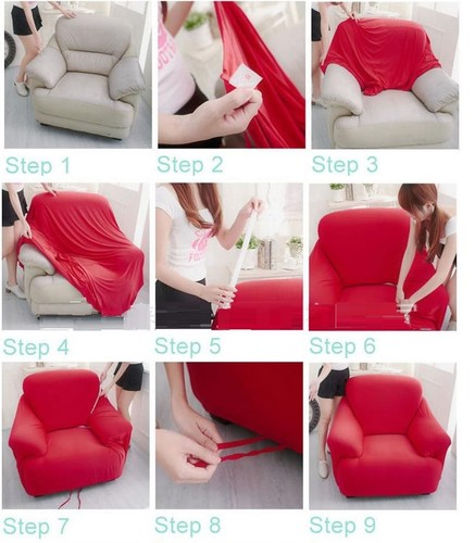 1&4 Seat Stretch Fit Sofa Cover Lounge Couch Removable Slipcover Washable Black - Picture 4 of 30
