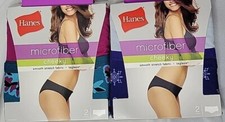 Lot Of 2: HANES 2-Pack Microfiber Cheeky Panties Size M/6 Tagless Free Shipping