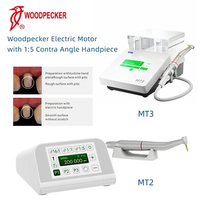 Woodpecker MT2 MT3 Dental Electric Motor w/1:5 High Speed Handpiece Contra Angle