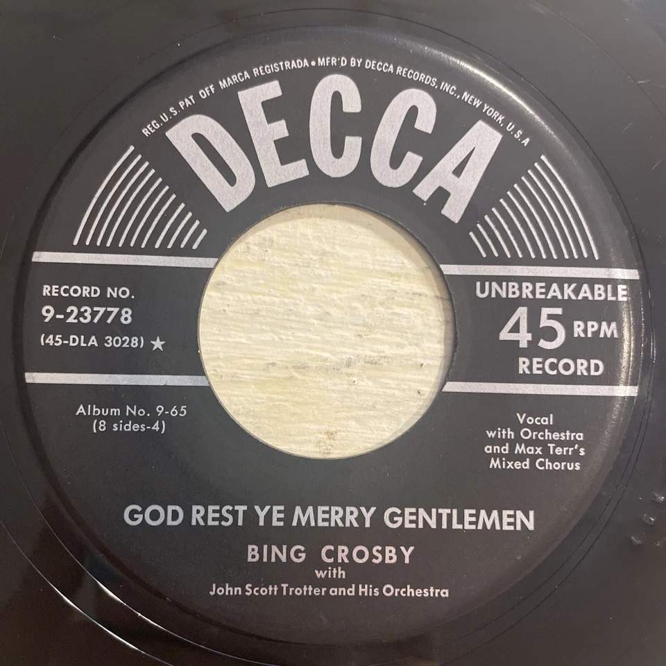 Bing Crosby White Christmas / God Rest Ye Merry Gentlemen 7” 45 Decca VG!!!! - Image 3 of 4